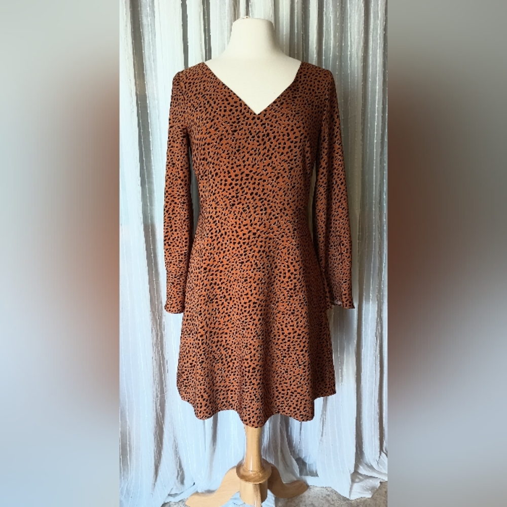 Ann Taylor Factory Animal Print Leopard Patterned Classy Sexy Vneck Dress Sz 4